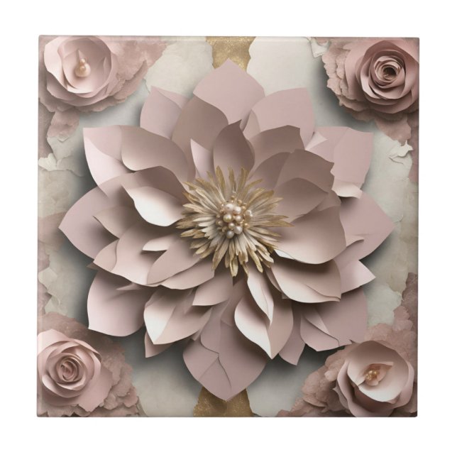 Dusty Rosa Floral - Azulejo cerâmico (Frente)