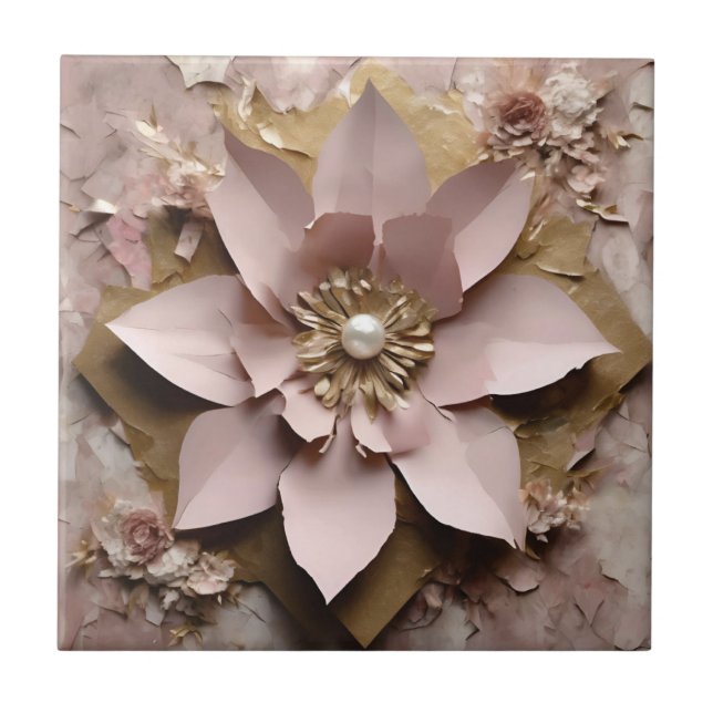 Dusty Rosa Floral - Azulejo cerâmico (Frente)