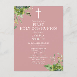 Dusty Rosa Foliage Primeiro Convite à Comunidade S