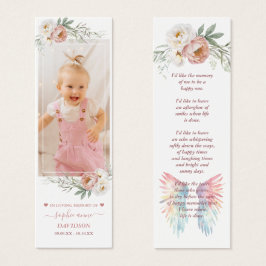 Dusty Rosa Photo Funeral Memorial Bookmark