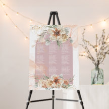Dusty Rosa Pink Floral Pampas Grass Boho Casamento