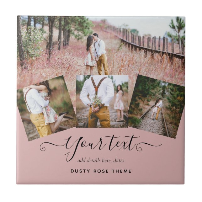 Dusty Rosa Pink Newlyweds - Presente FOTO De Casam (Frente)