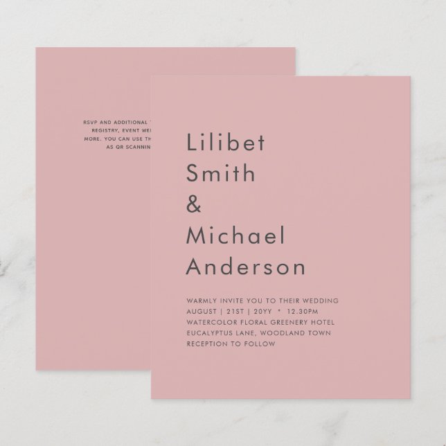 Dusty Rosa Pink Wedding (Frente/Verso)