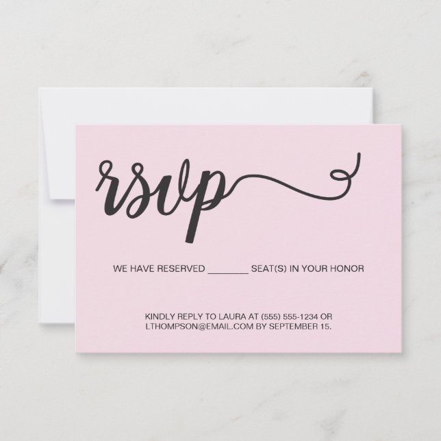 Dusty Rosa Rosa RSVP Reservado Casamento de Assent (Frente)