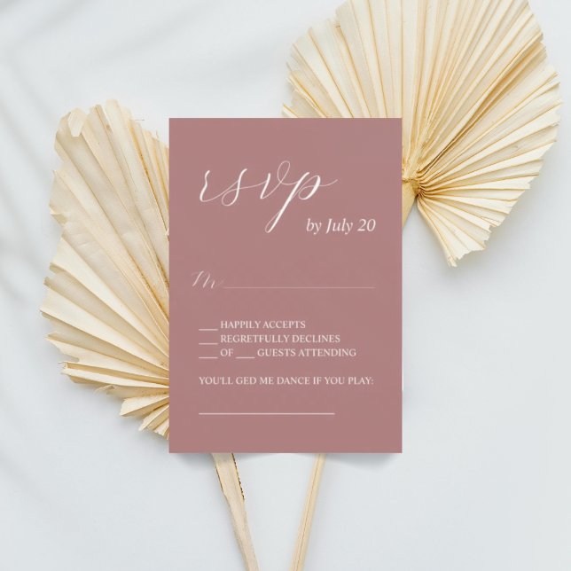 Dusty rosa rsvp calliografia de casamento cartões  (Criador carregado)