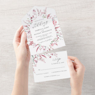 Dusty Rosa Wild Flower Meadow Floral Weding RSVP