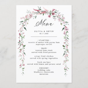 Dusty Rosa Wild Flowers Blush Floral Menu Casament