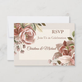 Dusty Rose Floral Wedding RSVP