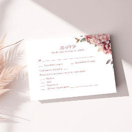 Dusty Rose Hydrangea Wedding RSVP Card