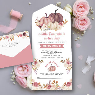 Dusty Rose Rosa Floral Abóbora Chá de Bebê