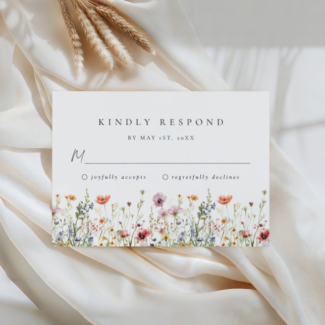 Dusty Rose Wildflower Wedding RSVP Card (Criador carregado)