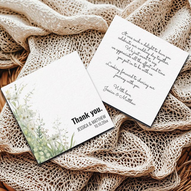 Dusty Sage Green Flowers Cartões de agradecimentos (Criador carregado)