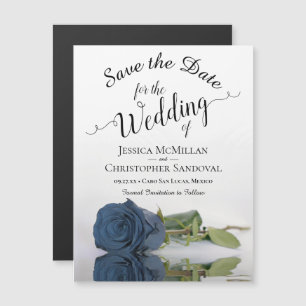 Dusty Steel Blue Rosa Weding Save the Date Magnet
