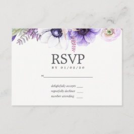 Dusty Violet Wedding Watercolor Floral RSVP