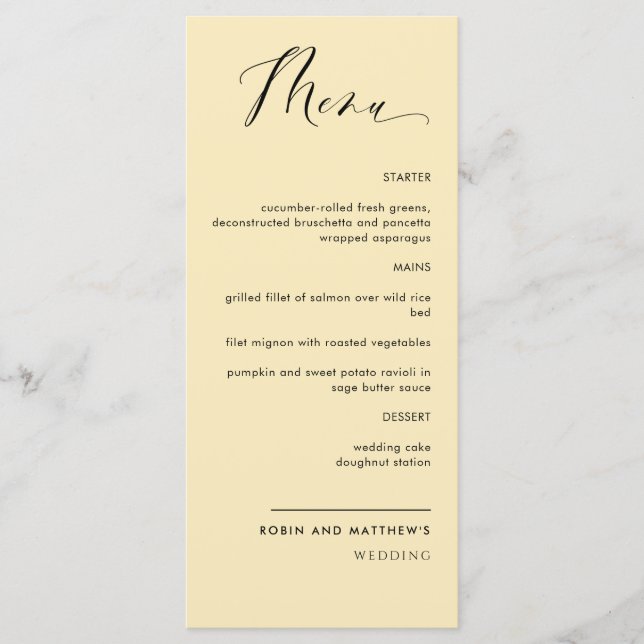 Dusty Yellow, Calliografia Casamento / Menu Recepç (Frente)