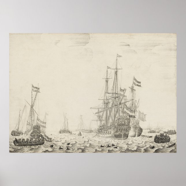 Dutch Ships - Willem van de Velde Fine Art Poster (Frente)