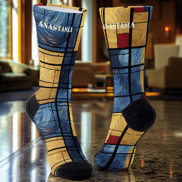 Dynamic Abstract Socks in Blue, Yellow, and Red