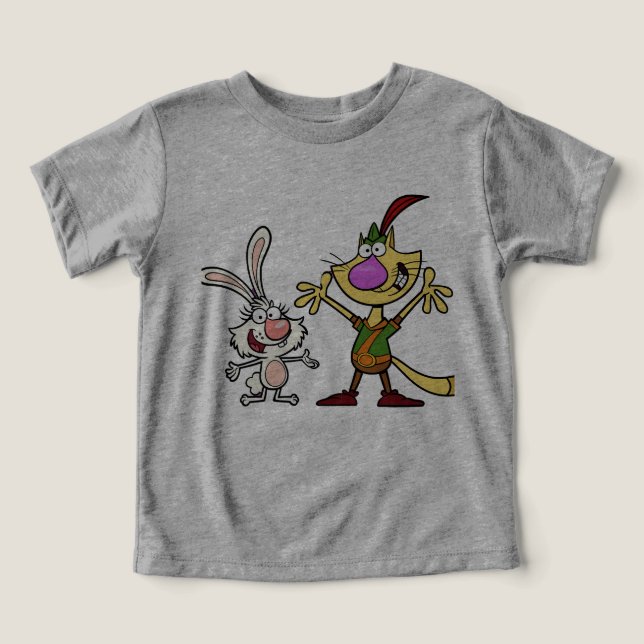 Dynamic Duo - Silly Cat and Rabbit t-shert  bebe (Design frontal)
