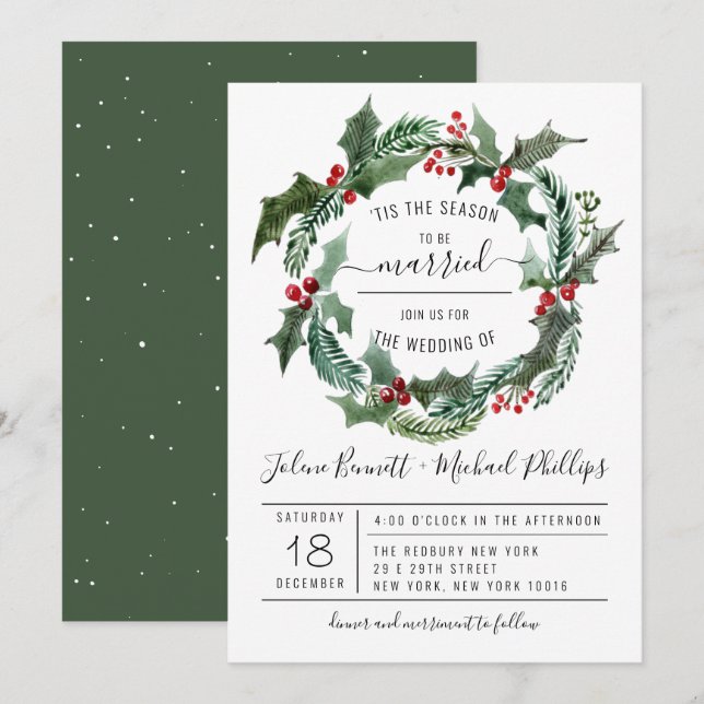 É a Estação | Convite de Casamento de Natal (Frente/Verso)