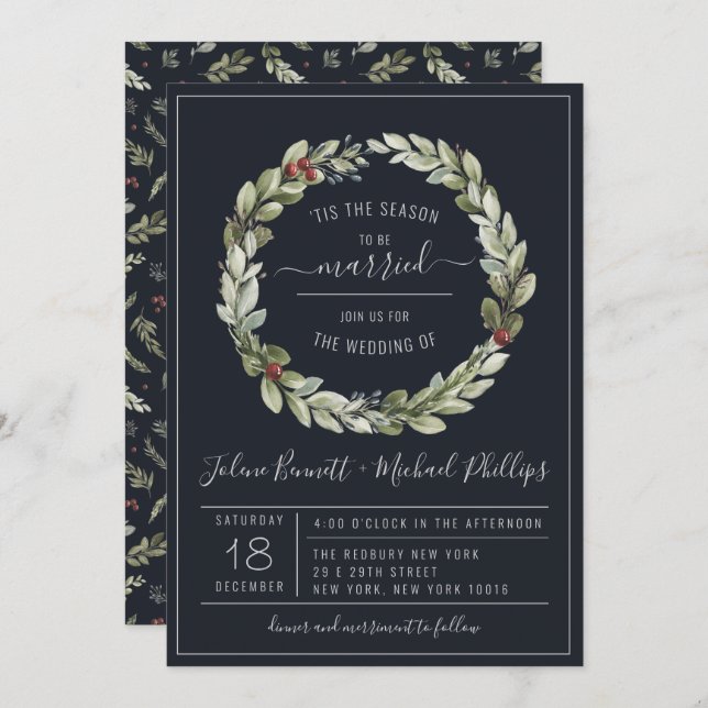 'É A Estação | Convite Para Casamentos De Natal (Frente/Verso)