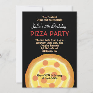 É A FESTA PIZZA! Feliz Convite de festas de anive