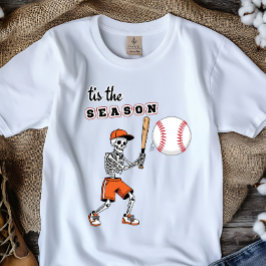 "É a Temporada" - Camiseta Esqueleto de Beisebol
