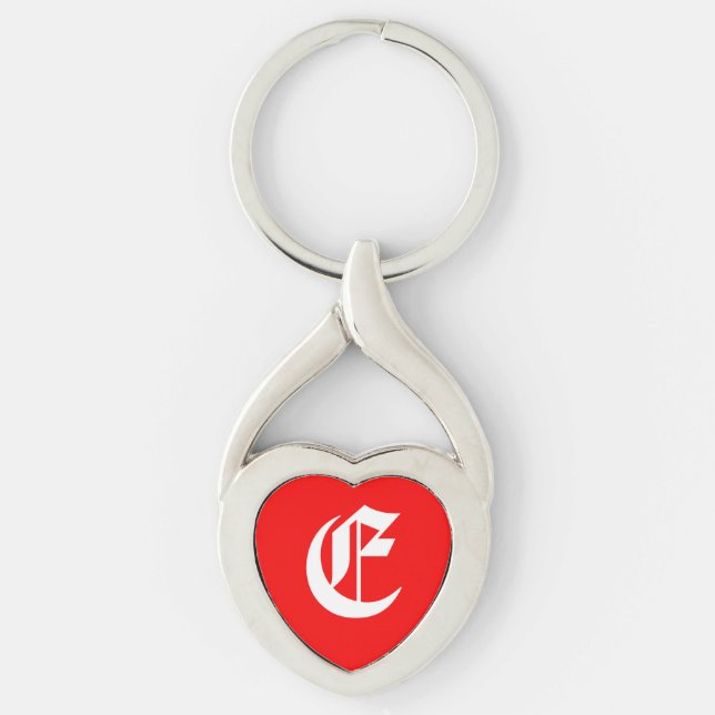 "E" Chaveiro de Coração Vermelho (Frente)
