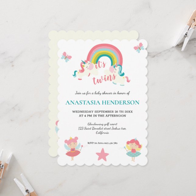 É convite para gêmeos Chá de fraldas. (Frente/Verso In Situ)