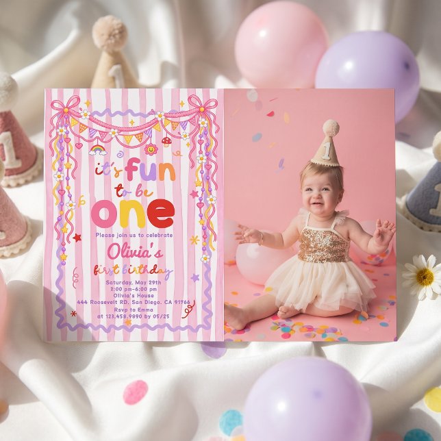 É Divertido Ser Uma Menina Convite de 1º Aniversár (Criador carregado)