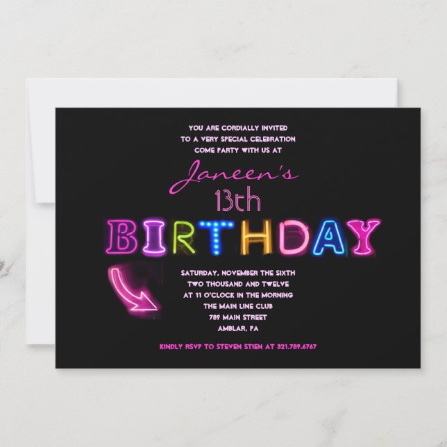 É ELÉTRICO! Convite para Festa de aniversário 13 (Frente)