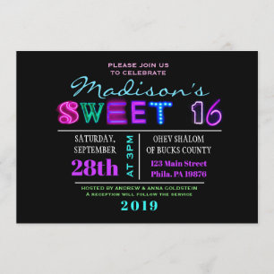 É ELÉTRICO! NEON GLOW Doce 16 Convite