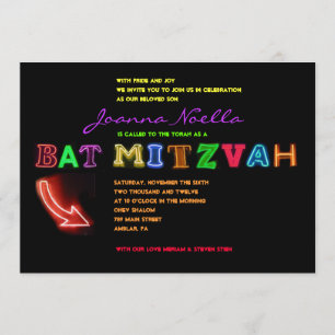 É ELÉTRICO!  NEON - SINAL Bat Mitzvah Convite