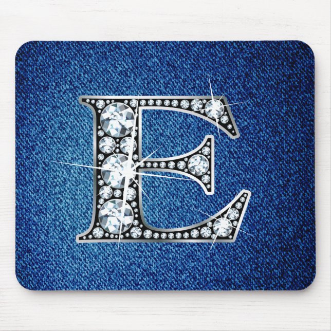 E Faux-"Diamond Bling" em Denim Mousepad (Frente)