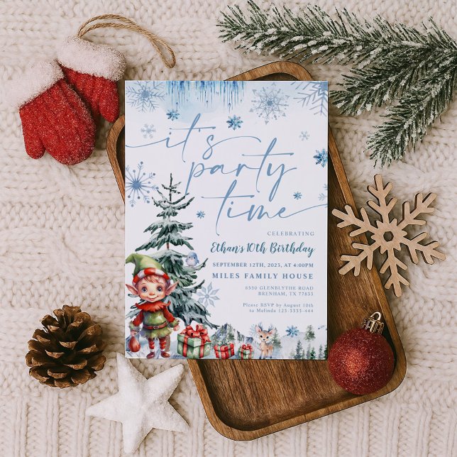 É hora da festa, convite de aniversário de Natal (Criador carregado)