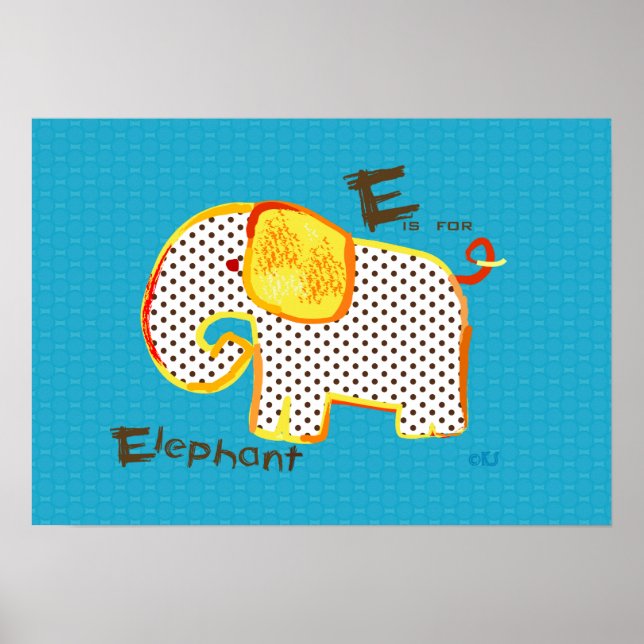 'E is for elephant ' digital painting poster (Frente)