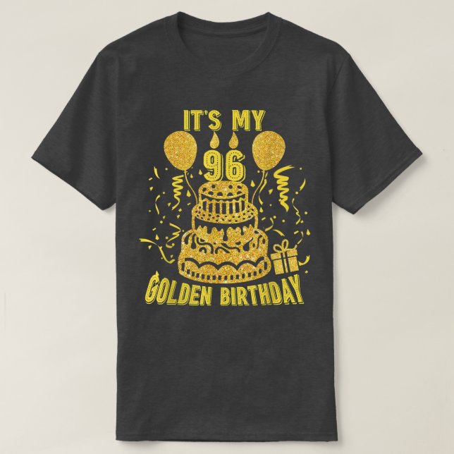 É Meu 96º Aniversário Dourado Engraçado Camiseta d (Frente do Design)