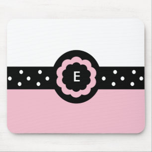 E: Monograma E Dotado Pink & White Mousepad