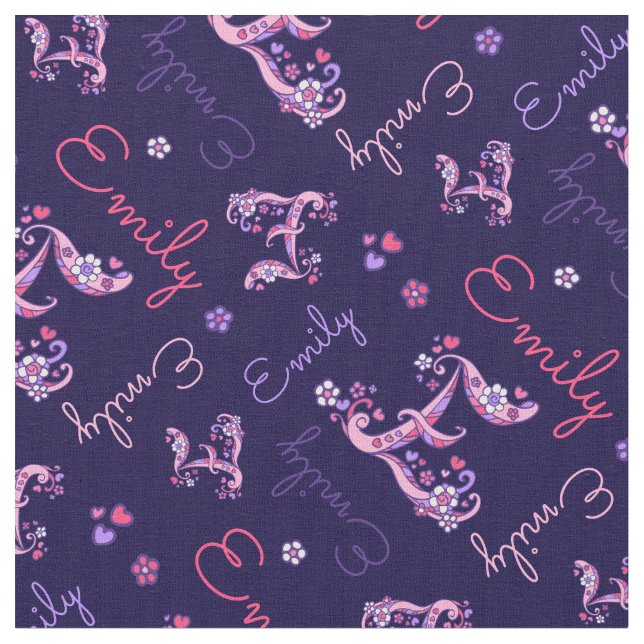 E monograma e nome personalizado Emily tecido (Detalhe)