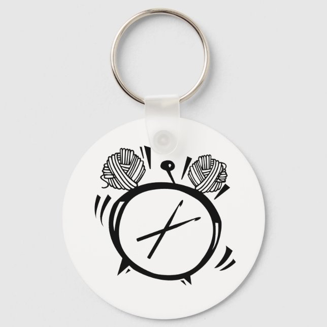 É o Chaveiro de Botão Básico do Crochet O'Clock (Frente)