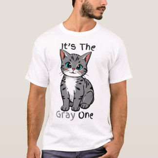 “É O Cinza” Camiseta de Gato de Desenho Fofo