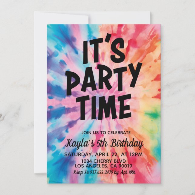 É o Convite de Aniversário do Horovy Tie Dye (Frente)