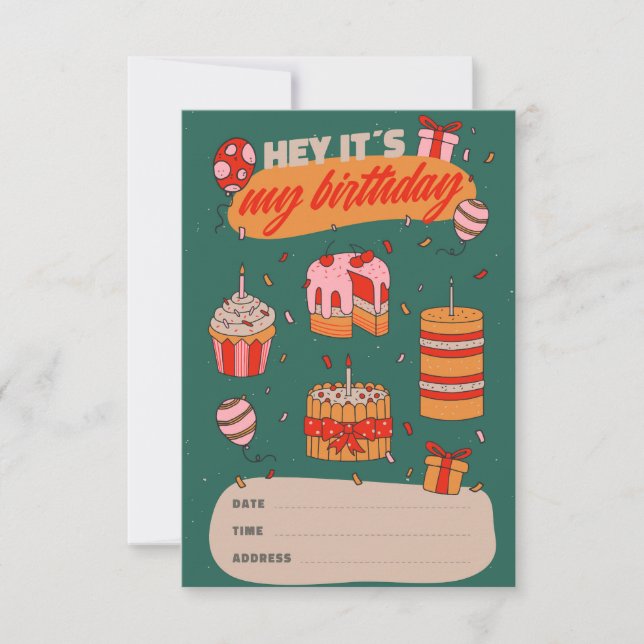 É o meu aniversário, convite de aniversário (Frente)