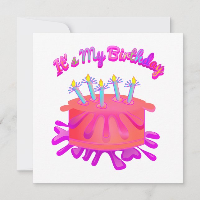 É o meu convite para o Bolo de Aniversário do Dia  (Frente)