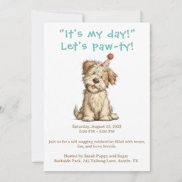 É o Meu Dia Convite de Festa de Cachorro Divertido