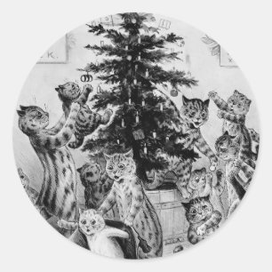É o Natal de um gato - etiquetas de Louis Wain