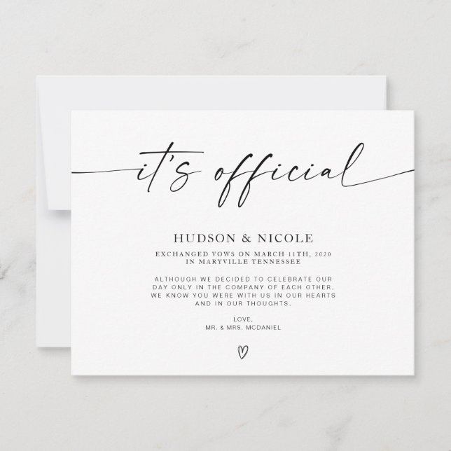 É Oficial Anúncio de Casamento Furtivo (Frente)