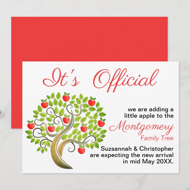 É oficial. Esperamos Modelo de árvore de maçã (Frente/Verso)