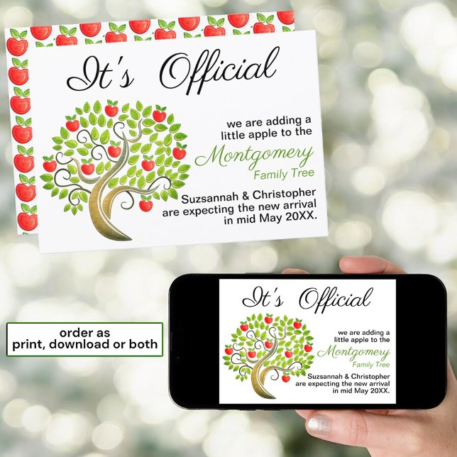 É oficial. Esperamos Modelo de árvore de maçã (announcement print and download views)