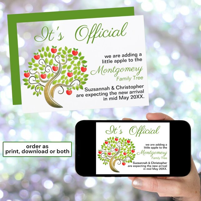 É Oficial Estamos Esperando Modelo de Árvore de Ma (print and downloadable announcement)