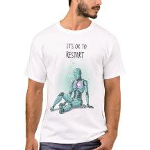 É OK Reiniciar Camiseta Masculina Estética Ciberné